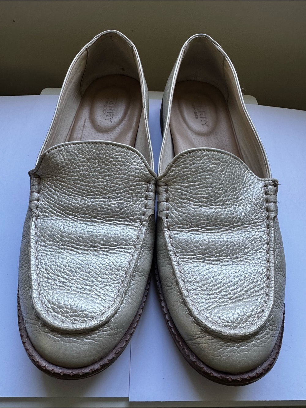 Women’s Sperry Leather Slip-On Loafers in Metallic Gold